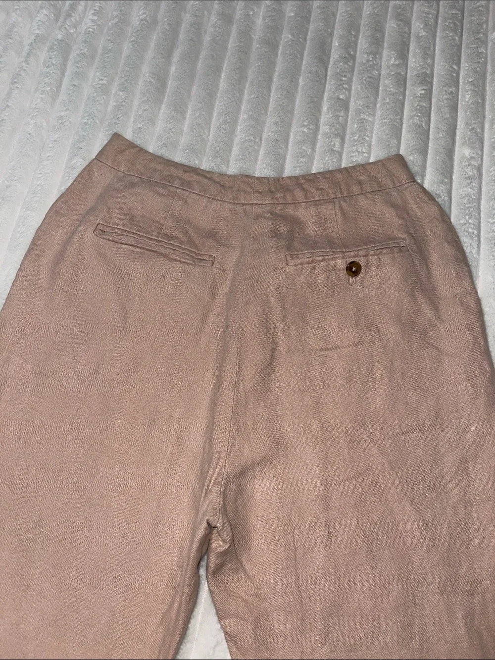 Reformation Light Taupe Linen Trousers | Size 4